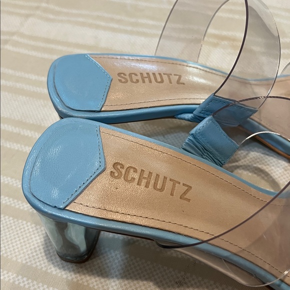 Schutz Ariella Acrylic/Sky Blue Mid Heel size 10 women’s - Picture 5 of 9